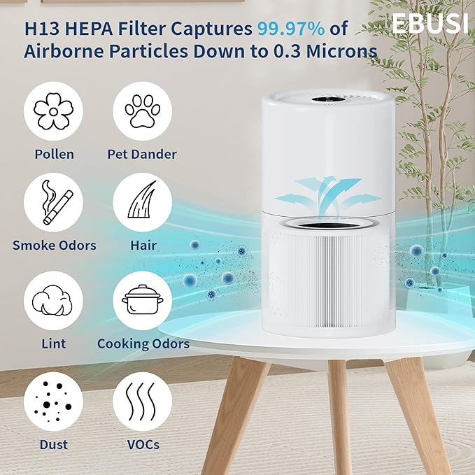 Air Purifier Filter Replacement, Compatible with Core 300 Air Purifiers, 3-In-1 HEPA, High-Efficiency Activated Carbon, 2 Pack, White