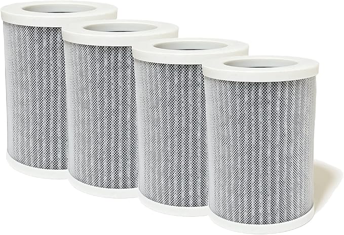 Nispira PEPERSFIL Purezone Replacement Filters For Car Air purifier Pure Enrichment Air Purifier Mini Portable (PEPERSAP) 3-in-1 HEPA Activated Carbon, 4 Packs