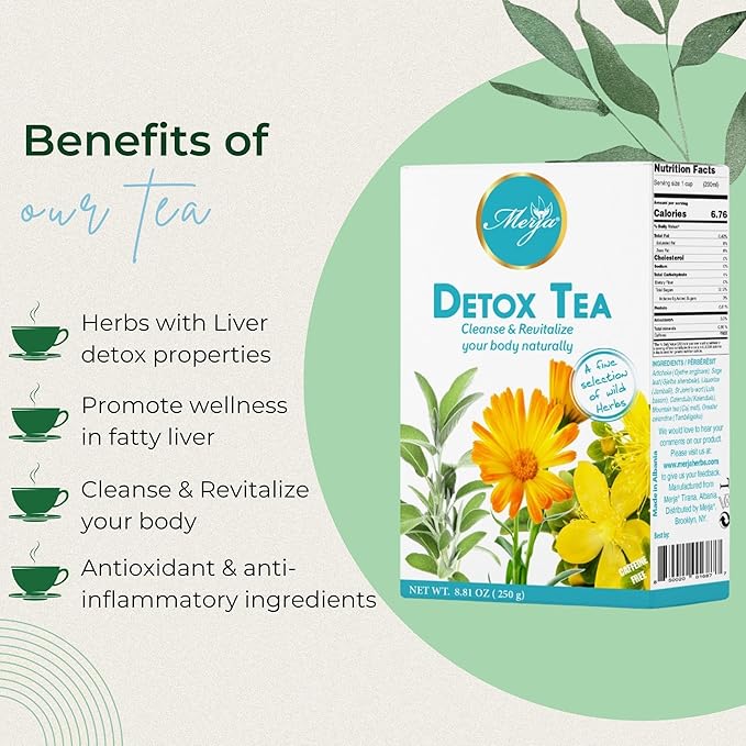 Merja Herbs Detox Tea [250g] Liver Cleanse & Body Detox | Caffeine Free Tea for Adults, Premium Quality Leaves