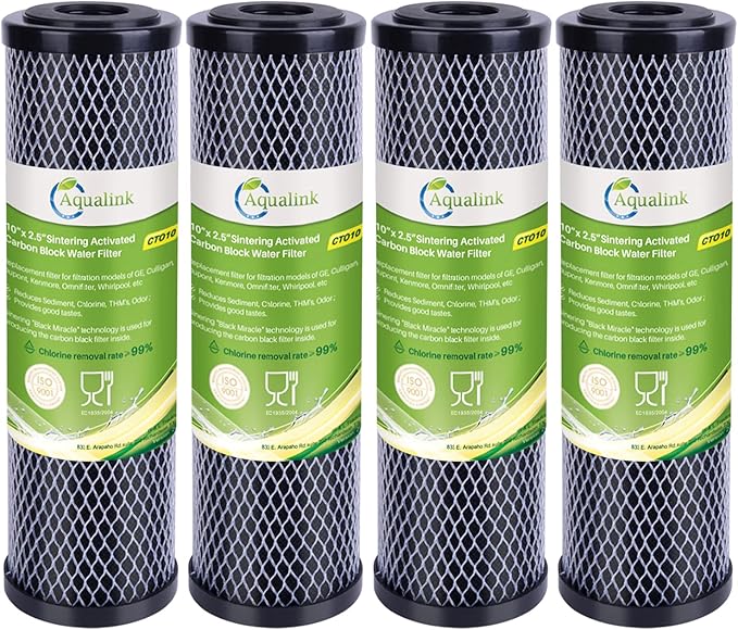 CTO10, 1 Micron 2.5" x 10" Whole House Carbon Water Filter Cartridge Replacement for Countertop Water Filter System, Dupont FXWTC, WFPFC8002,WFPFC9001, SCWH-5,WHEF-WHWC,AMZN-SCWH-5