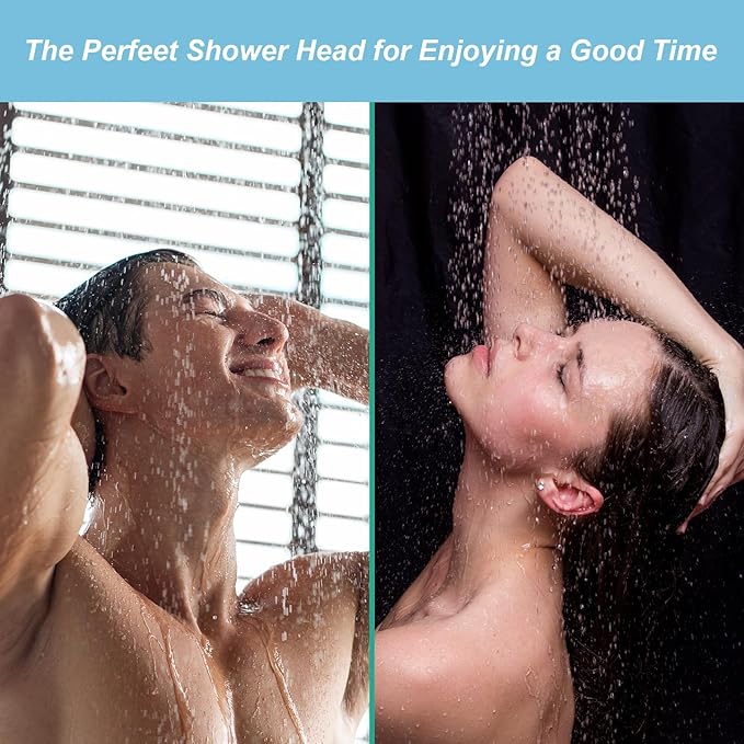 OFFO Shower Head, High Pressure Shower Head with Pause Mode, 9 Mode Fixed Showerheads for Strong Water Flow & Relaxing Shower Experience, Matte Black