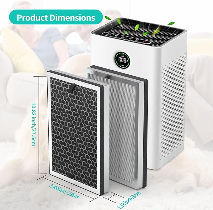 JF260 Replacement Filter Compatible with JF260/JF260S Air Purifier, H13 Grade HEPA Activated Carbon Filter, Part JF260-RF, 4Pack