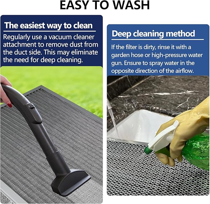 16x25x4 Resuable & Washable Electrostatic Air Filter Allergen Defense, MERV 8 Aluminum AC/HVAC Furnace Filter Replacement, Lasts a Lifetime（Actual Size:15.35"x24.72"x3.58")
