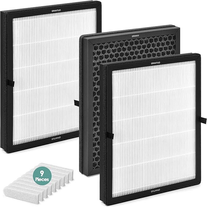 3-Pack E-200 Filter Replacement Kit Compatible with LUNINO Air Purifier Replacement Filter DSHAAPO04FE for LUNINO Air Purifier E-200, 3-in-1 Filtration, 3 High-Efficiency Filter & 9 Aromatherapy Pad