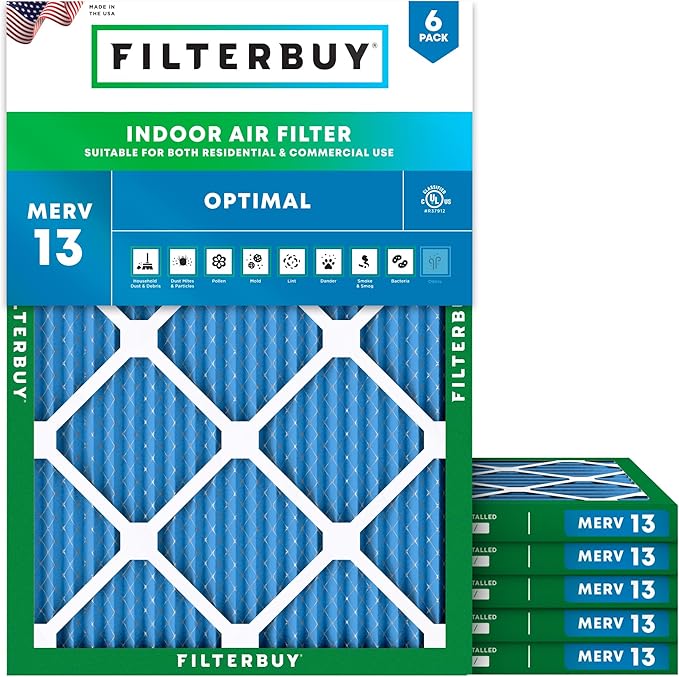 Filterbuy 24x28x1 Air Filter MERV 13 (MPR 1900) Health Defense Replacement (6-Pack), Electrostatic Pleated HVAC AC Furnace Filters, Made in USA (Actual Size: 23.50 x 27.50 x 0.75)