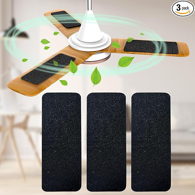 Ceiling Fan Filters for Blades, 3Pcs Activated Coconut Shell Carbon Ceiling Fan Air Purifier Pads, Easily Sticks Unscented Air Filters for Common Household Contaminants
