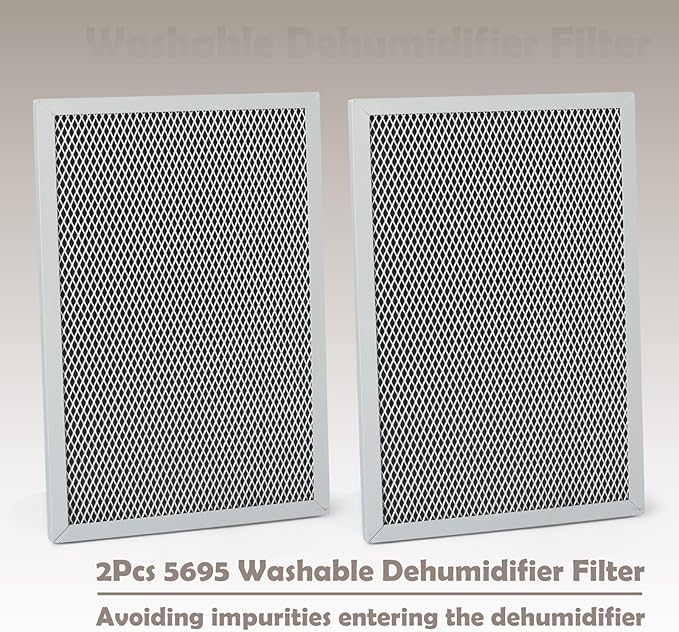 2Pcs 5695 Washable Dehumidifier Filter Compatible with Dehumidifiers MERV 8 Whole-House Models 1820 1820Z E070 E070KZ E070KZM E070N E070T E070Z Replacement Parts 12" L x 8" W x 0.78" TH