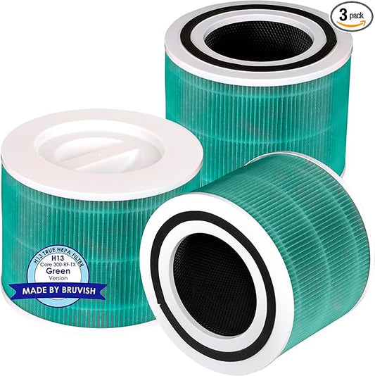 3 Pack Core 300 Replacement Filter for LEVOIT Core300-P and Core300S-P Air Purifier, Core 300-P Core 300S-P, H13 True HEPA Filter, 3-in-1 Filter Activated Carbon Filters, Compare Core 300-RF-TX Green