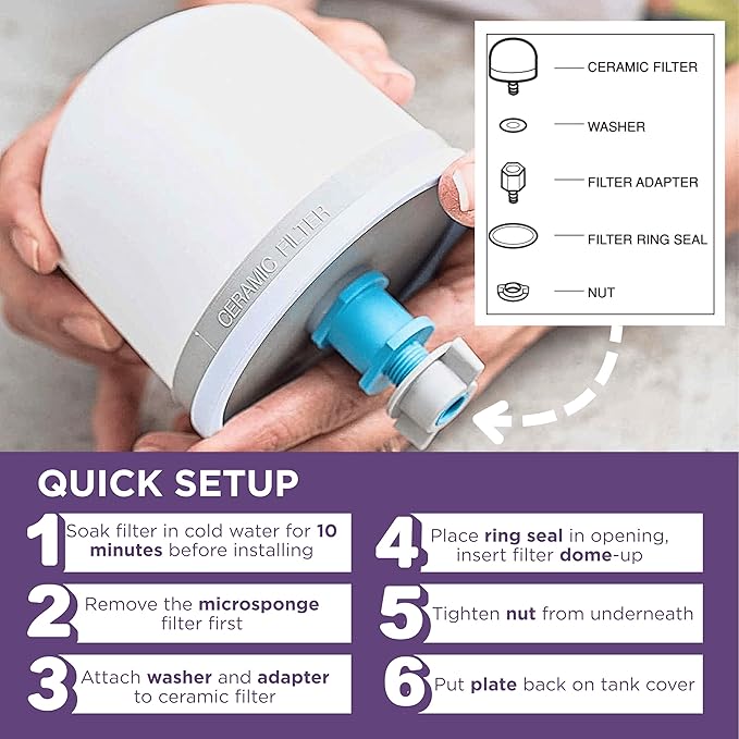 Ceramic Water Filter Replacement 1364 for PiMag Nikken Aqua Pour Gravity Water Dispenser 1360, Durable Ceramic Pre Filter for Nikken Products Filtration System, Helps Reduce Fine Sediment & Particles