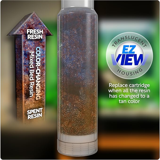 Aquatic Life Color Changing Deionization DI Resin for Hydroponic Reverse Osmosis Water Filter System RO Filtration Unit, Double Canister