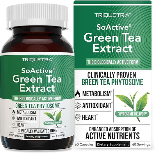 SoActive Green Tea™ Extract - Clinically Studied Green Tea Phytosome - Up to 200% Better Absorption & Bioavailability - Clinically Validated Dose - Supports Metabolism & Weight Management - 60 Caps