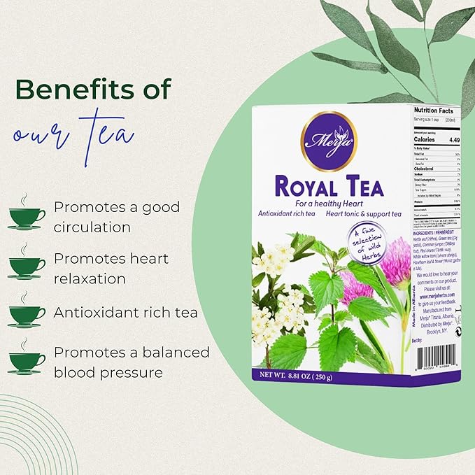 Merja Herbs Royal Tea - Heart Support - 100% Natural & Premium Quality 250gr 8.82 oz