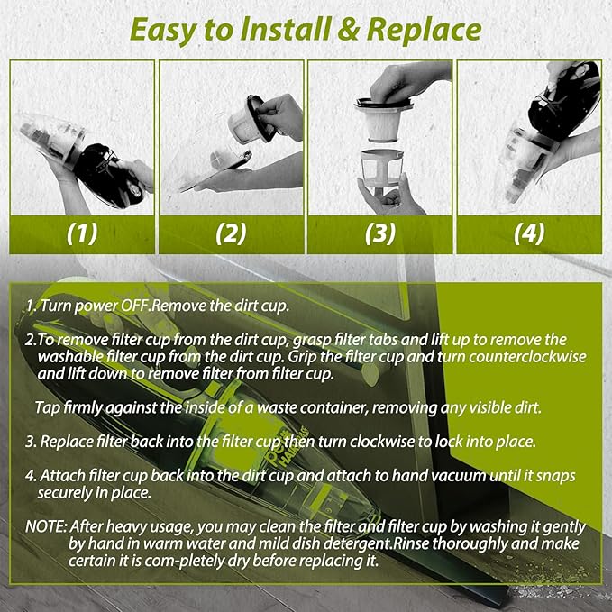 HASMX Replacement Vacuum Filter for Bissell Pet Hair Eraser Hand Vacuum Cleaner Models 1782 17823 Replaces Part Numbers 160-8653 160-8654 1608653 1608654 (2)