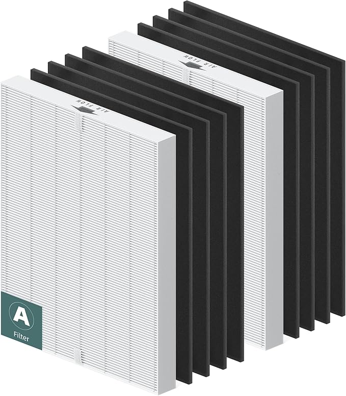 115115 HEPA Replacement Filter A for Winix PlasmaWave Air Purifier C535 5300 5300-2 6300 6300-2 P300 C909 9800, 2 x True HEPA Size 21 Filter + 8 x Activated Carbon Pre-Filters