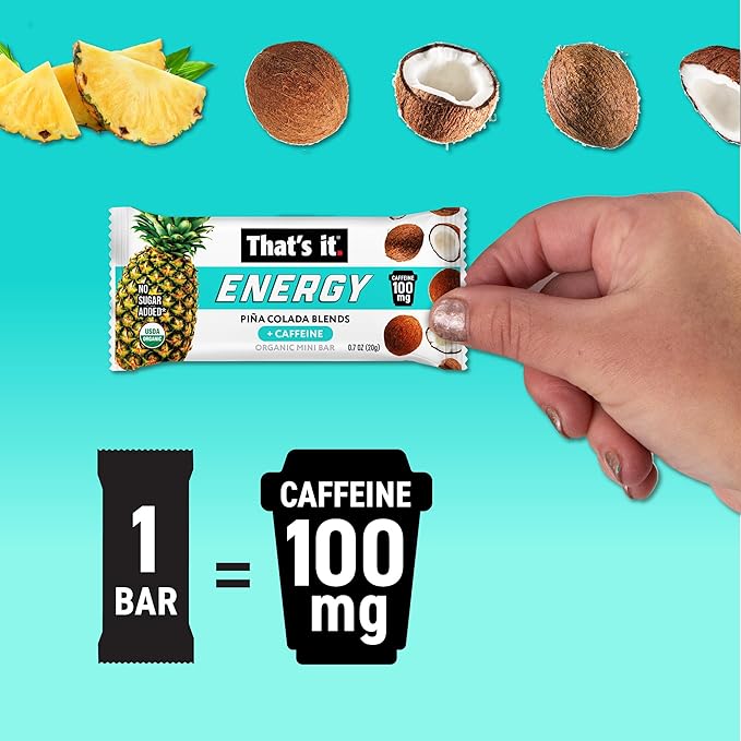 That’s it. Piña Colada Energy Mini Bars | 100mg Natural Caffeine |Pineapple Coconut| Allergy-Friendly, Organic, Non-GMO, Gluten-Free Snacks | 15 Count