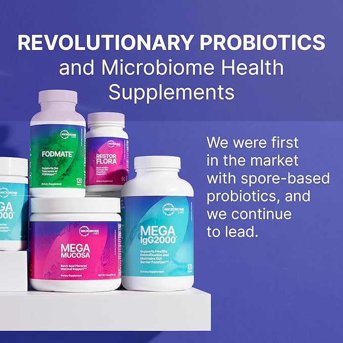 Microbiome Labs FODMATE Digestive Enzymes for Women & Men - Digestive Support for Low FODMAP Protocols & Occasional Bloating, Gas & Stomach Relief (120 Capsules)