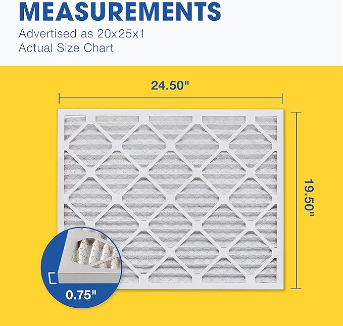 20x25x1 AC and Furnace Air Filter by Aerostar - MERV 13, Box of 2