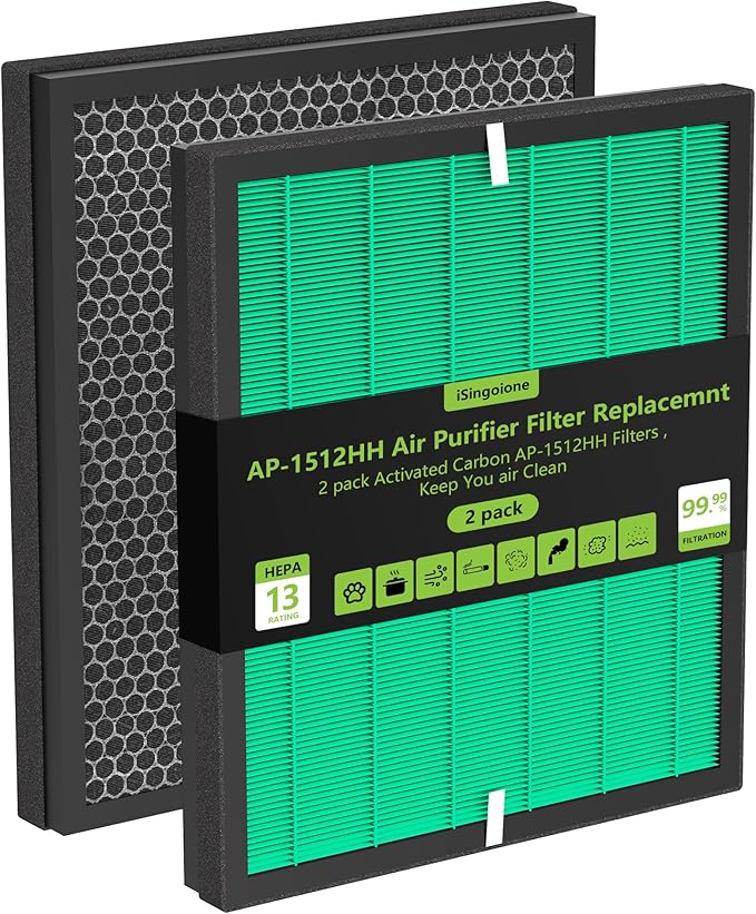 Enhanced AP-1512HH Air Purifier Replacement Filter for Coway Airmega AP-1512HH and Airmega 200M air Purifier, True HEPA Activated Carbon Filter, Compared to Part #3304899 Pet Allergy Version 2 Pack