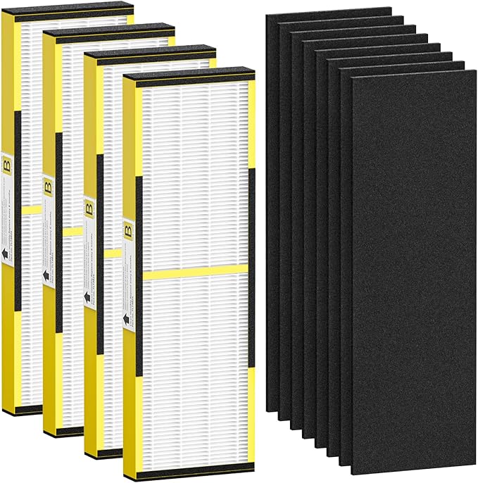 4 PACK FLT4825 HEPA Filter B Replacement for G-Guardian Air Purifi-ers AC4825 AC4300 AC4800 AC4900 AC4850 AC4825E, 4 HEPA Replacement Filters+8 Carbon Pre-Filters