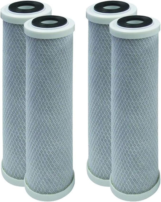 CFS – 4 Pack Carbon Block Water Filter Cartridges Compatible with CBC-10, GE FXWTC, WFPFC8002 & WFPFC9001,D-10A & D-10, WHCF-WHWC Models – Whole House Replacement Water Filter Cartridge,10", White
