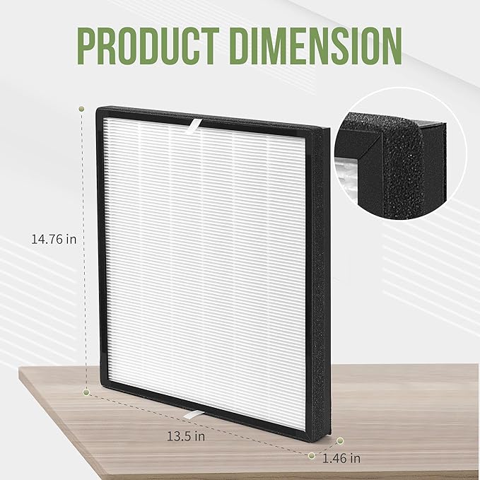 FLT5900 Filter J Compatible with Germ-Guardian Air Puri-fier Filter FLT5900, Fit for Models AC5900WCA and AC5900WDLX, 3 Main Filters & 6 Carbon Pre-filters