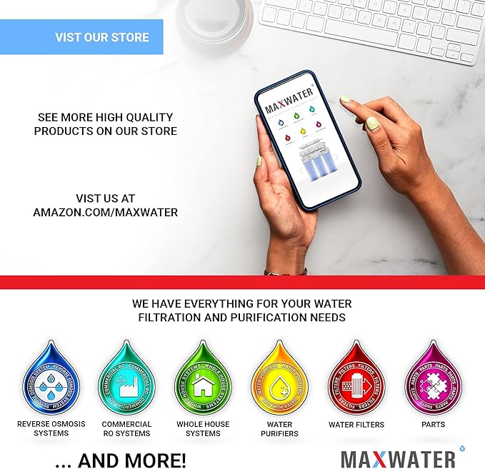 Max Water 10 inch x 2.5 inch, 5 Micron Replacement Sediment Water Filter Cartridge for Whole House, Melt Blown Filtration Fiber for P5, AP110, WHKF-GD05, 25- Pack