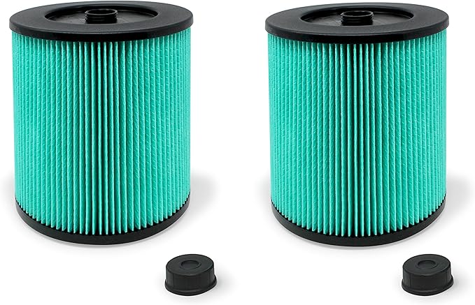 17912 & 9-17912 Hepa Replacement Filter Compatible Craftsman High Efficiency Particle Hepa Filter for Shop Vacuums 5 Gal Plus Part # 17912 & 9-17912 Pack of 2 Includes Filter & Locking Nut