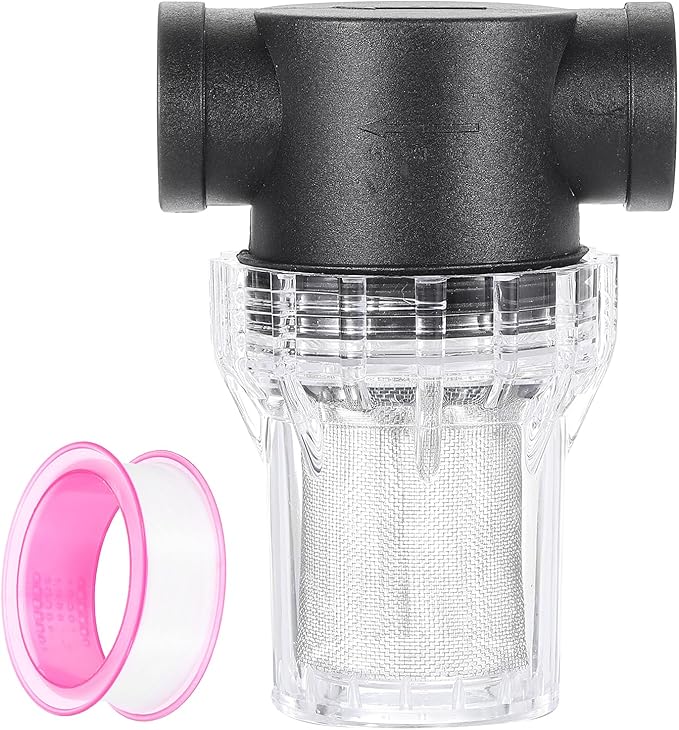 uxcell Pressure Washer Filter 3/4" NPT Female Thread, Inline Mesh Strainer Attachment, Stainless Steel Screen with Sealant Tape for Outdoor Gardening Inlet Water (Size:40 Mesh)