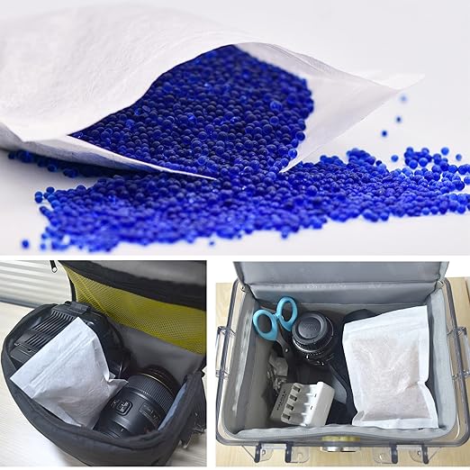 [Net Weight 16LBS] Blue Indicating Silica Gel Beads Desiccants - Rechargeable Desiccant Beads Silica Beads (Blue to Pink, 2 Packs of 8LBS)