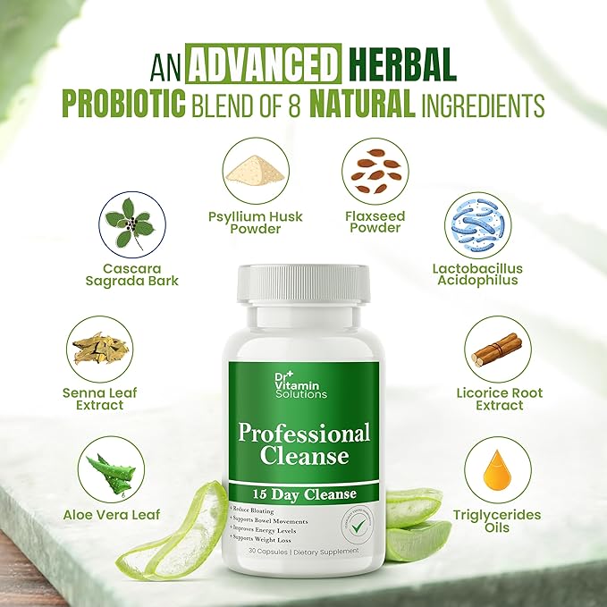 DR VITAMIN SOLUTIONS 15 Day Gut Cleanse Detox for Women w/GLP-1 Support - Natural Colon & Detox Cleanse for Weight Loss - Bloating & Constipation Relief - Flushes Toxins & Supports Immunity - 60 Ct.