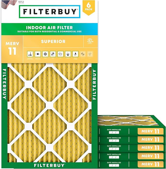 Filterbuy 24x36x1 Air Filter MERV 11 (MPR 1200) Allergen Defense Replacement (6-Pack), Electrostatic Pleated HVAC AC Furnace Filters, Made in USA (Actual Size: 23.50 x 35.50 x 0.75)