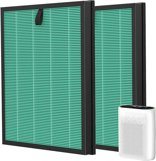 2 Pack MK-D05 Air Filter Replacement for A-EVE MK-D05 Air Purifiers, 4-in-1 HEPA Filter - Pet Dander Version, Green