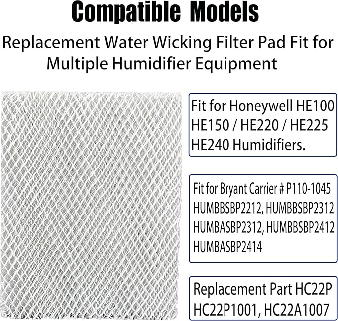 HC22P HC22E1003/U Whole House Humidifier Filter Pad Replcement for Honeywell HE100, HE150 HE220 HE225 HE240 Humidifiers, Part # HC-22P HC22P1001 HC22A1007 HE100A1000 (3 Pack)