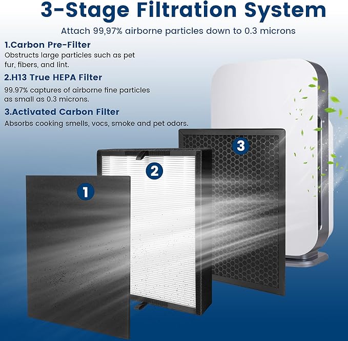 2 Pack True HEPA 45i Replacement Filter, Compatible with 45i and Breathesmart Flex Bh400 air purifier, Compared # B4-Fresh/FL40-Silver-Carbon, B4-Pure, 2 HEPA Filter + 4 Pre Filter