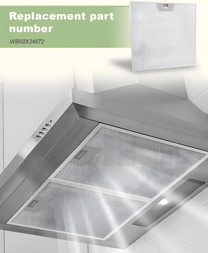2PCS Range Hood Grease Filter, Fit for GE JVW5301BJ1TS JVW5301BJTS JVW5301EJ1ES JVW5301FJ1DS JVW5301SJ1SS Range Hood, 30" Wall-Mount Pyramid Chimney Hood Replace WB02X24872