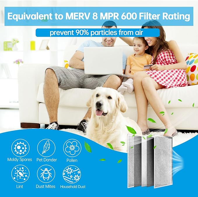 UBeesize Reusable 10x20x1 Air Filter Electrostatic HVAC AC Furnace Filter,MERV 8,Washable,Lasts a Lifetime,Permanent Air Filter,Breathe Fresher,Home And Office(Actual Size:9.48x19.64x0.82Inch)