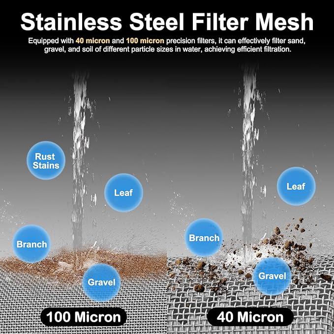 Garden Hose Filter Attachment with 100 Mesh and 40 Mesh Stainless Steel Screen,Brass Filter Pressure Washer Inlet for RV Camping Car Wash Rainwater Filtration (with Valve)