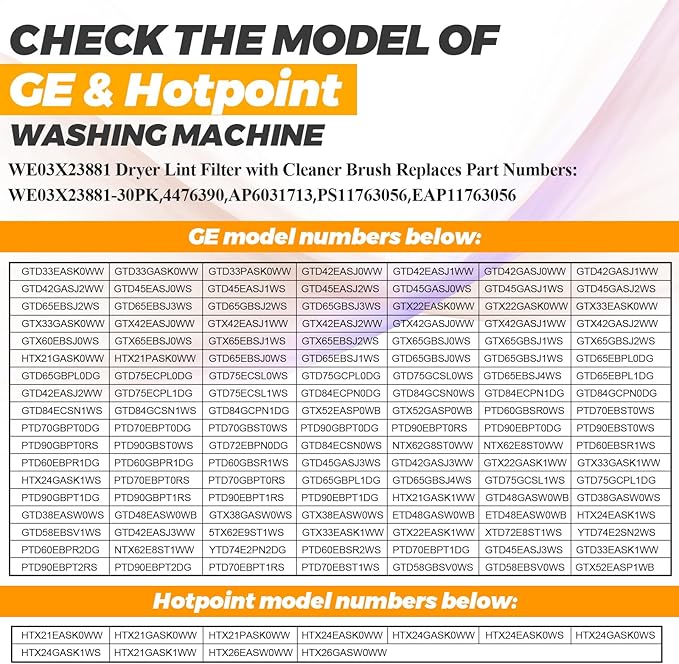 WE03X23881 Dryer Lint Screen Filter Replacement for GE Hotpoint GTD42EASJ2WW GTD33EASK0WW GTX22EASK0WW dryer lint filter - Stainless Steel we03x23881 ge dryer lint screen replacement by Techecook