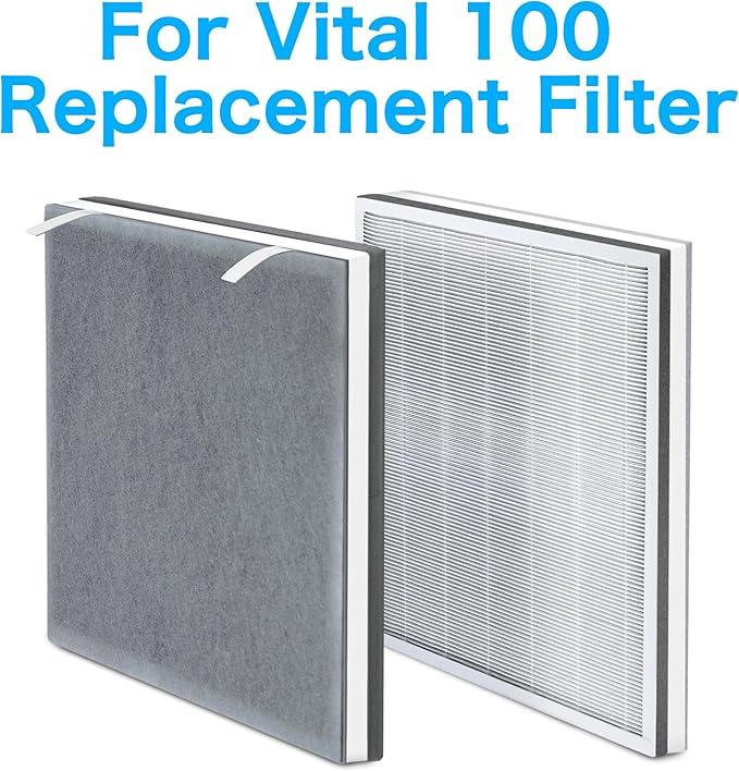 2 Pack Vital 100 Replacement Filter for LEVOIT Vital100 Air Purifiers, 2 Vital 100-RF HEPA & 4 Pre-Filter for 3-in-1 Stage Filtration