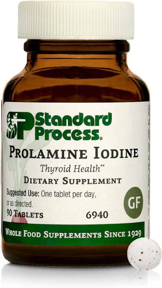 Standard Process Inc. Prolamine Iodine - Thyroid Support with Calcium Lactate, Iodine, Calcium & Magnesium Citrate - 90 Tablets