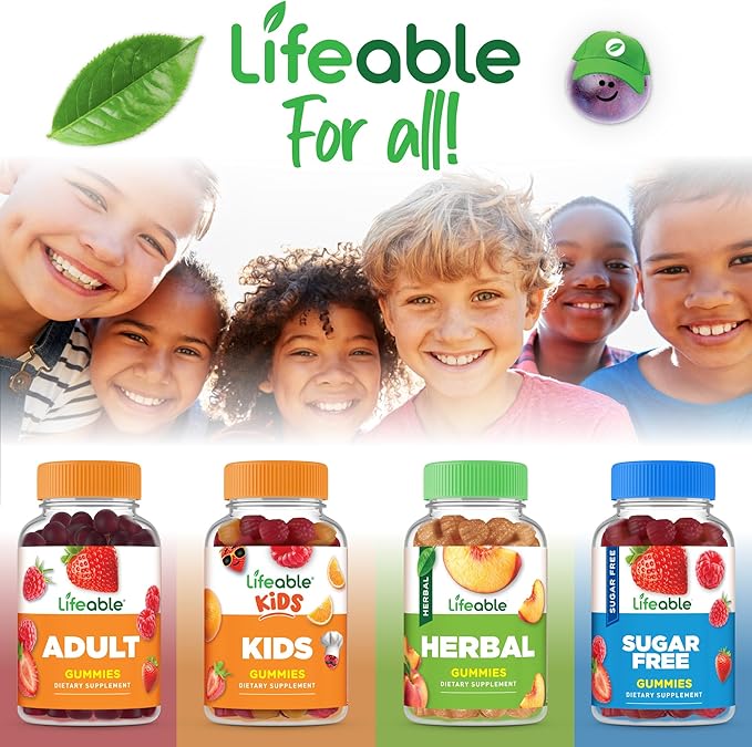 Lifeable Kids Vitamin D3 K2 Gummies | 1000iu D3 and K2 100mcg | Great Tasting D3 and K2 Supplements | for Bone Health and Immunity | VIT D3 K2 for Kids | 60 Gummies