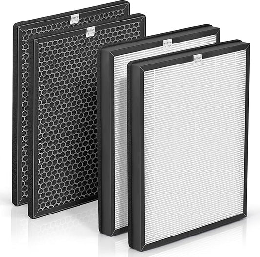 2-Set Alexapure Breeze Filter Replacement AP-B103 and AP-B104 Compatible with Alexapure Breeze Air Purifier AP-B102 and 3049, 2x True High-Efficiency Filter & and 2x Activated Carbon Filter AP-B104
