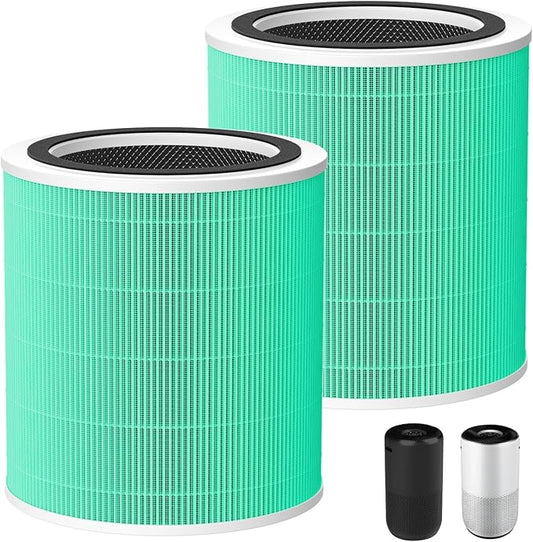 Core 400S Replacement Filter for LEVOIT Core 400S Smart WiFi Air Purifier, Core400S-RF-TX 3-in-1 True HEPA Activated Carbon Filter, LRF-C401-GUS, 2 Pack, Green