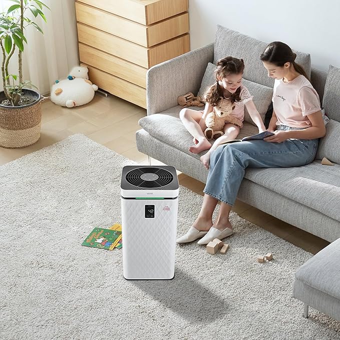 VEVOR Air Purifier for Bedroom Home, H13 HEPA Layer, 3139 ft²/h Smart Air Purifier with Speed Control & Child Lock Guard, Efficient Air Cleaner with Convenient Touch Panel & 23 dB Sleep Mode
