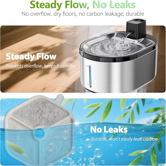 12+12 Pcs Cat Water Fountain Filters Replacement Compatible with Smartoo 152oz/4.5L Wireless Cat Fountain, Pet Water Fountain Filter with Pre-Filter Sponges