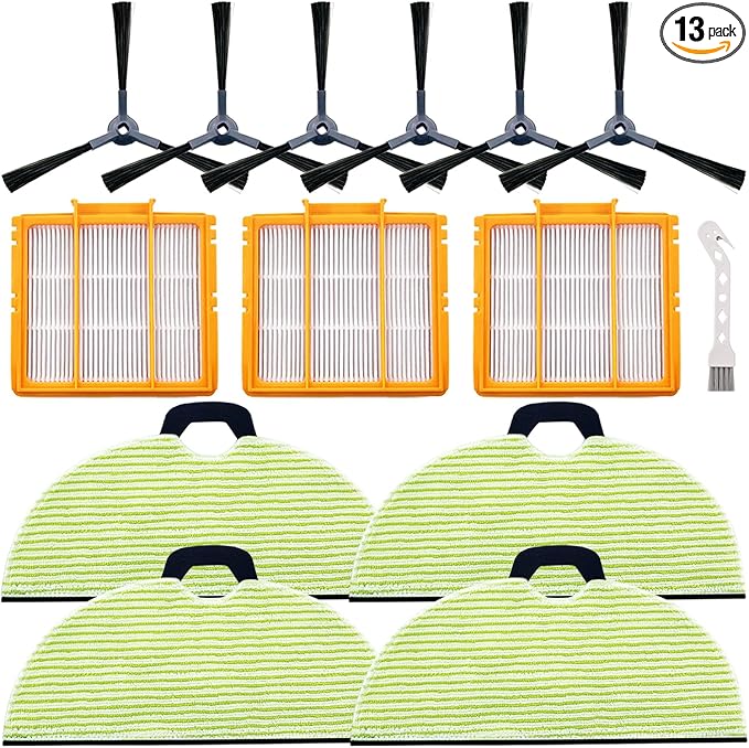 RV2610WA Replacement Parts Compatible with Shark RRV2610WA AV2610WA RV2620WD AV2620WD RV2610WD RV2610WD RV2610WFUS RV2410WD AI Ultra 2- in-1 Robot Vacuum, 4 Mop Pads, 3 Filters, 6 Side Brush