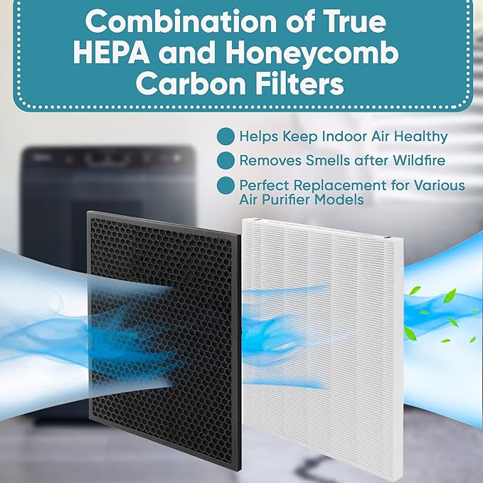 116130 Filter H Replacement Compatible with 5500-2 Air Purifier - Pack of 2 + 2 Activated Carbon Filters