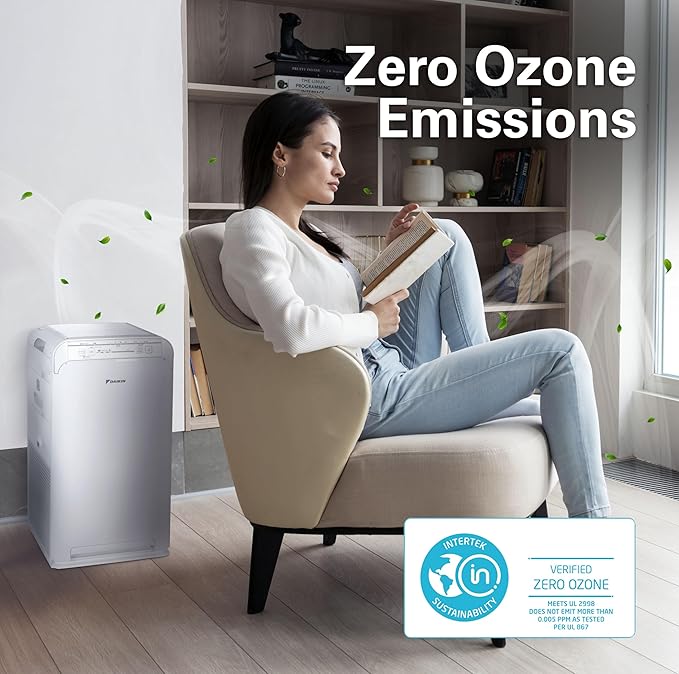 Daikin MCB50YSAU Room Air Purifier for Home, HEPA, Activated Carbon, Pre-Filter and UVC LED Light, Zero Ozone Product, CARB Certified, 10.5 x 10.5 x 19.5 in
