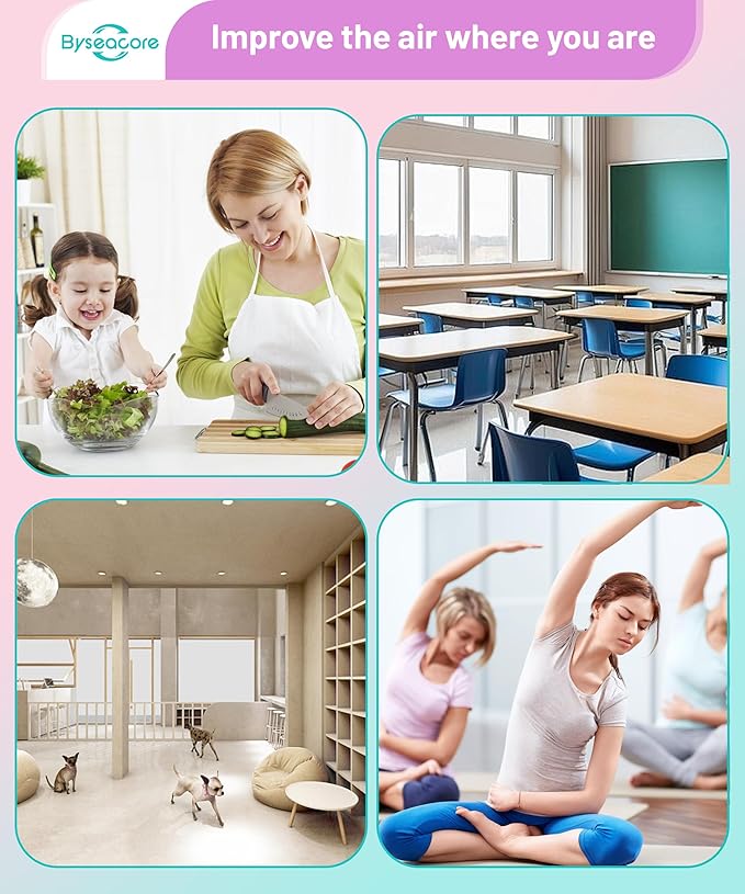 S Filter Replacement Compatible with Smart Health/Sqair Air Purifier, 3-in-1 Filtration with Activated Carbon Filter