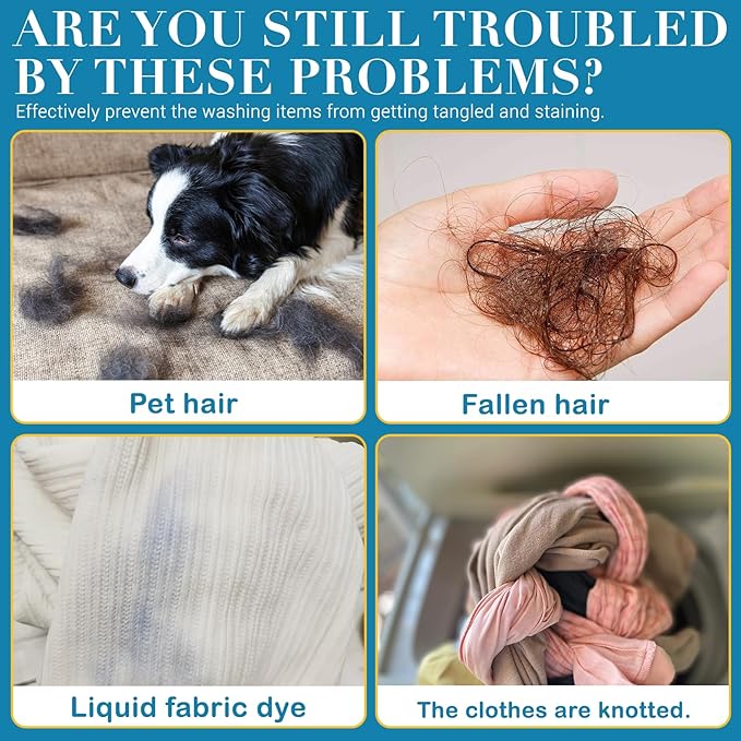 12 PCS Pet Hair Remover for Laundry - Washing Machine Pet Hair Catcher, Reusable Lint Traps to Remove Dog Cat Hair in Washer & Dryer, HE Safe (Save Time & Money)